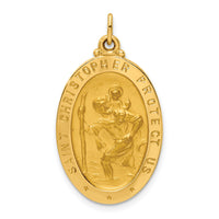 14k Solid Polished/Satin Medium Oval St. Christopher Medal-XR1803