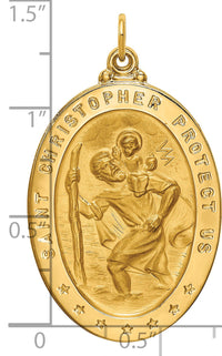 14k Solid Polished/Satin Large Oval St. Christopher Medal-XR1805