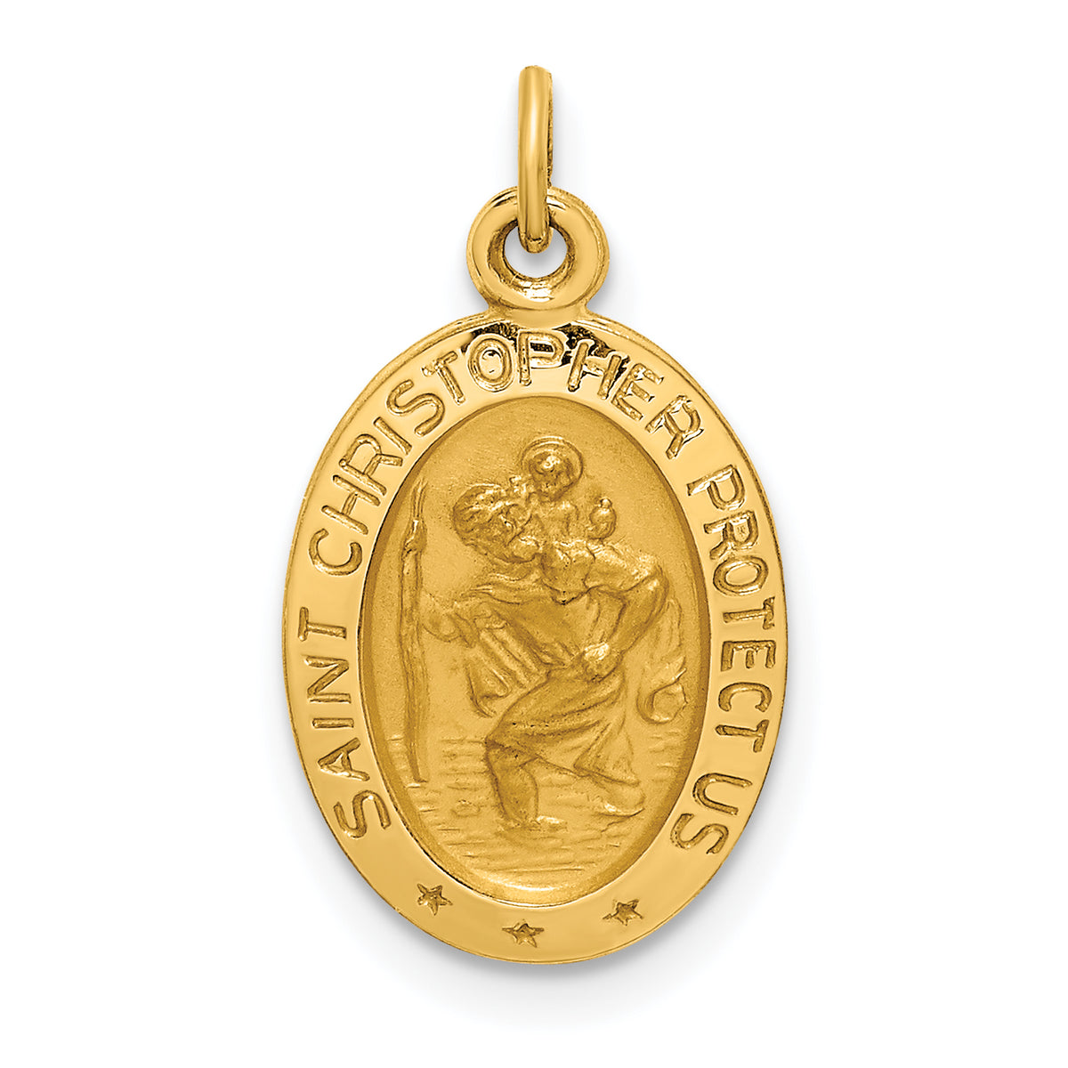 14k Solid Polished/Satin Extra Small Oval St. Christopher Medal-XR1806