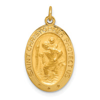 14k Solid Polished/Satin Small Oval St. Christopher Medal-XR1807