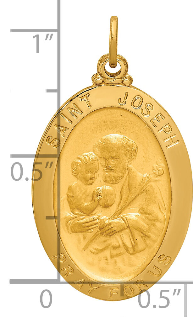 14k Solid Polished/Satin Oval St. Joseph Medal-XR1808