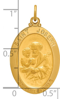 14k Solid Polished/Satin Oval St. Joseph Medal-XR1808