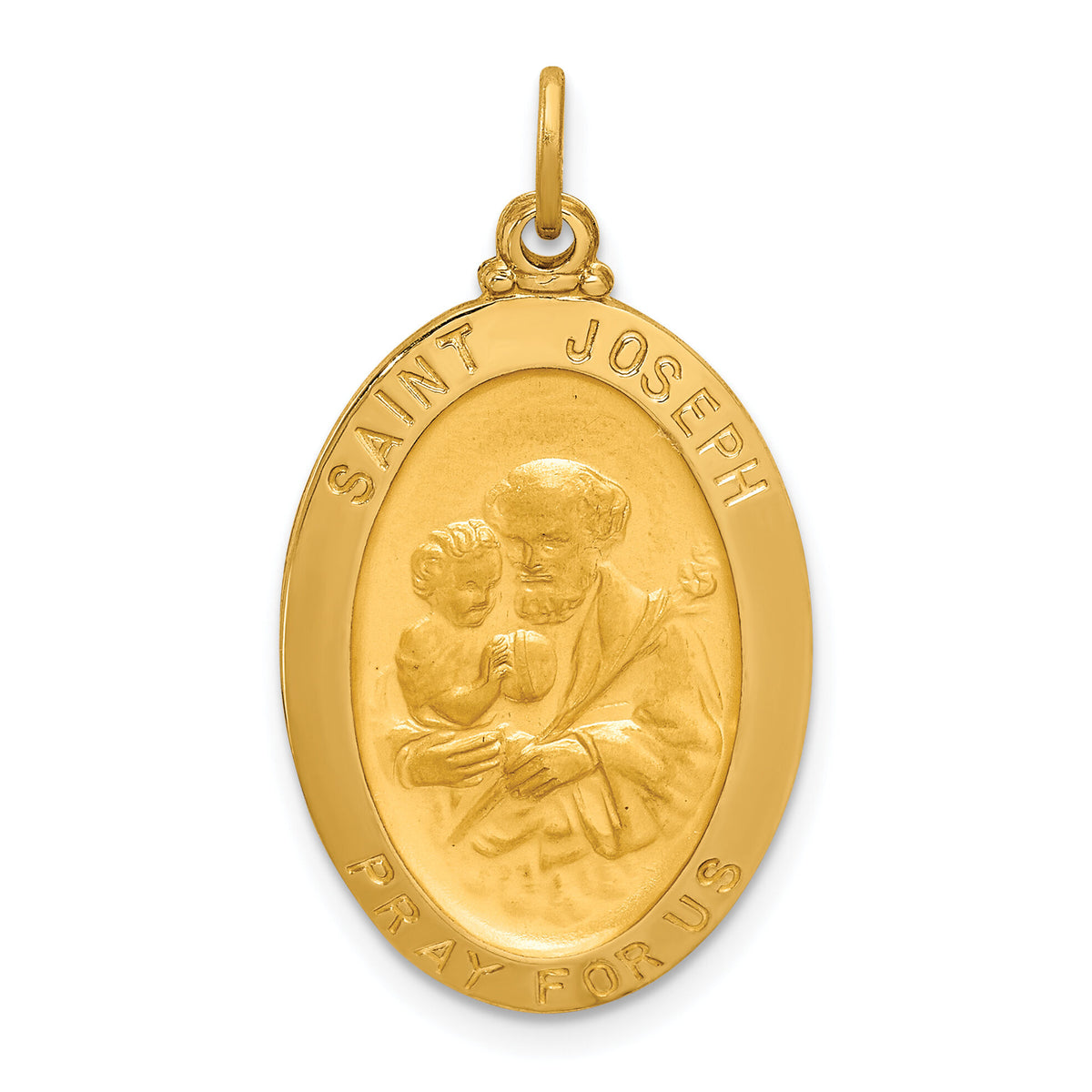 14k Solid Polished/Satin Oval St. Joseph Medal-XR1808