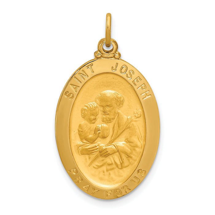 14k Solid Polished/Satin Oval St. Joseph Medal-XR1808