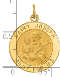 14k Solid Polished/Satin Small Round St. Joseph Medal-XR1810
