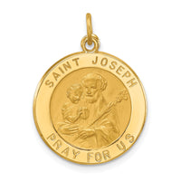 14k Solid Polished/Satin Small Round St. Joseph Medal-XR1810
