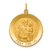 14k Solid Polished/Satin Large Round St. Joseph Medal-XR1811