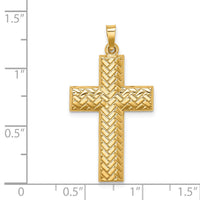 14k Hollow Polished Basketweave Design Latin Cross-XR1816
