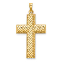 14k Hollow Polished Basketweave Design Latin Cross-XR1816