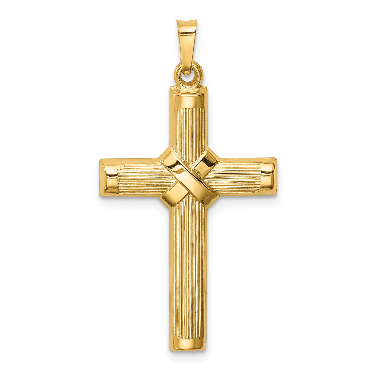 14k Hollow Polished Center X Cross-XR1817