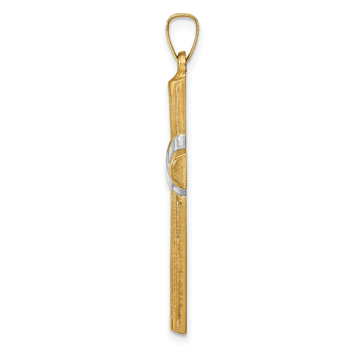 14k Hollow Polished Rhodium Center X Cross-XR1818