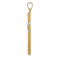 14k Hollow Polished Rhodium Center X Cross-XR1818