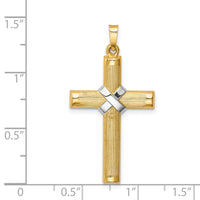 14k Hollow Polished Rhodium Center X Cross-XR1818