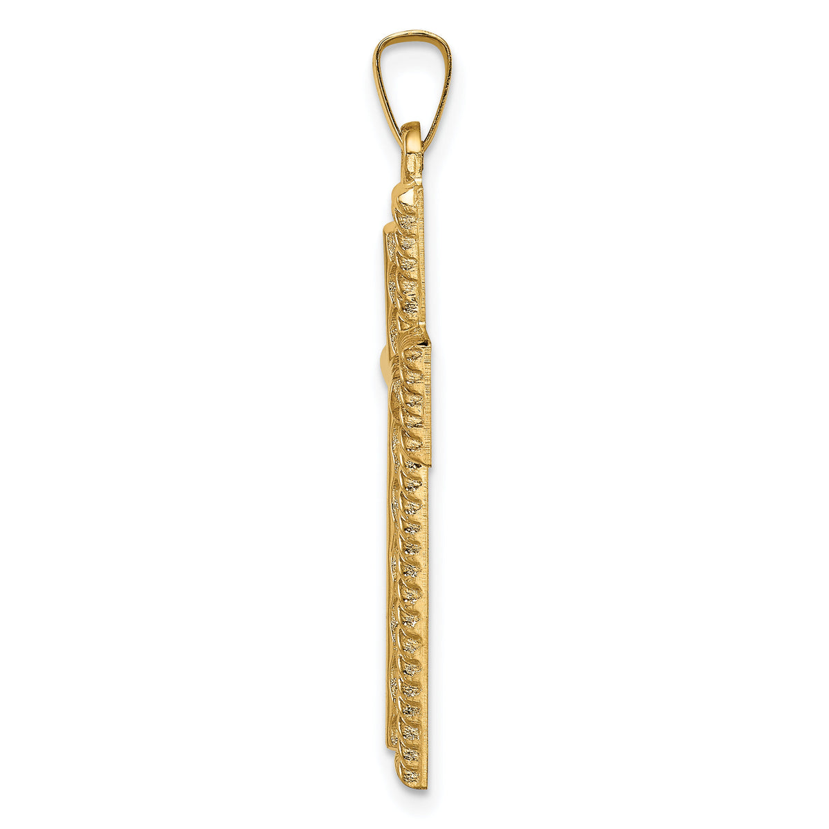 14k Hollow Polished Rope Edge Latin Cross-XR1819