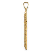 14k Hollow Polished Rope Edge Latin Cross-XR1819
