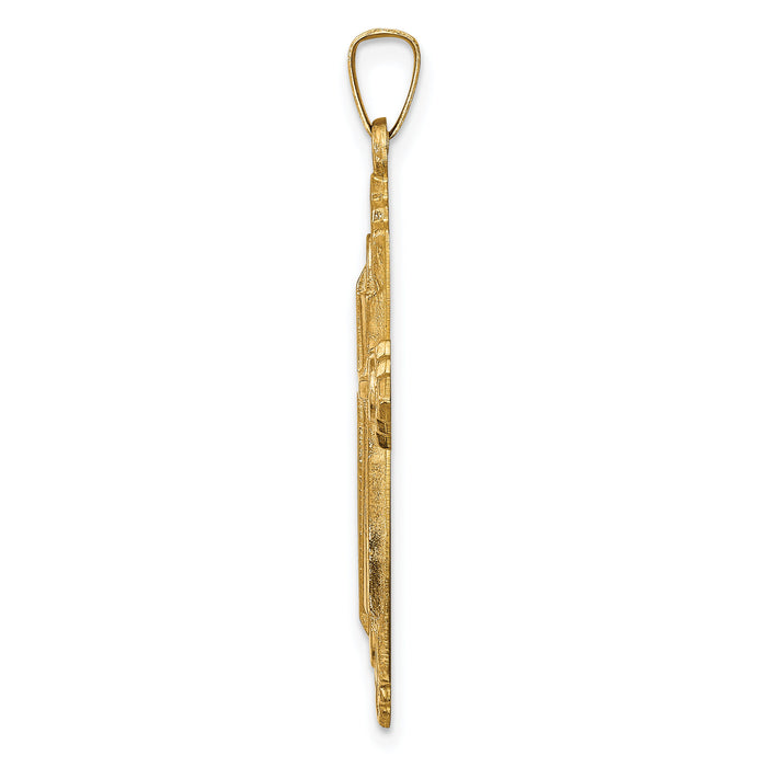14k Hollow Polished Fleur de Lis Cross-XR1820