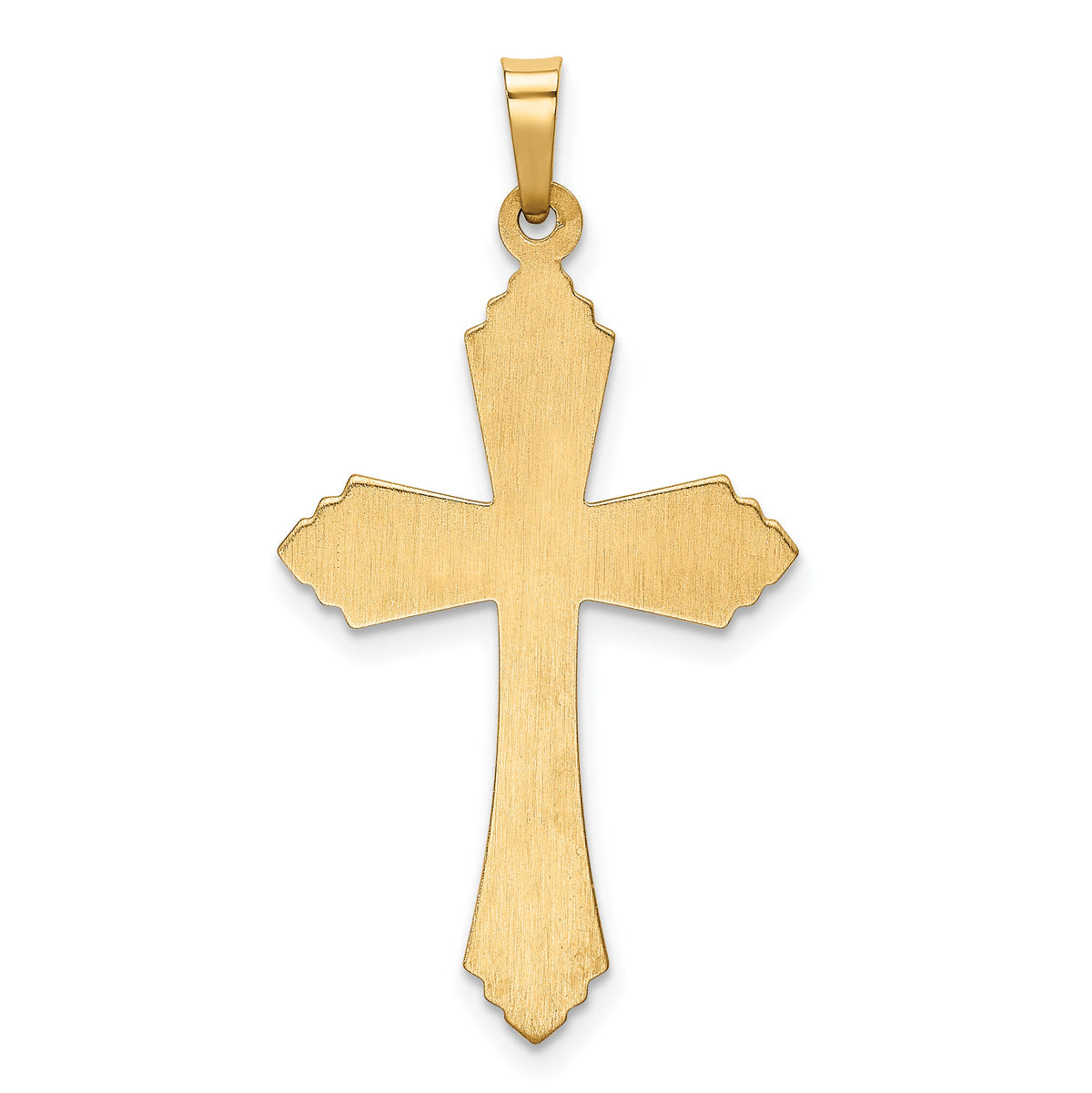14k Hollow Polished Fleur de Lis Cross-XR1820