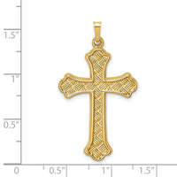 14k Hollow Polished Woven Fleur de Lis Cross-XR1821