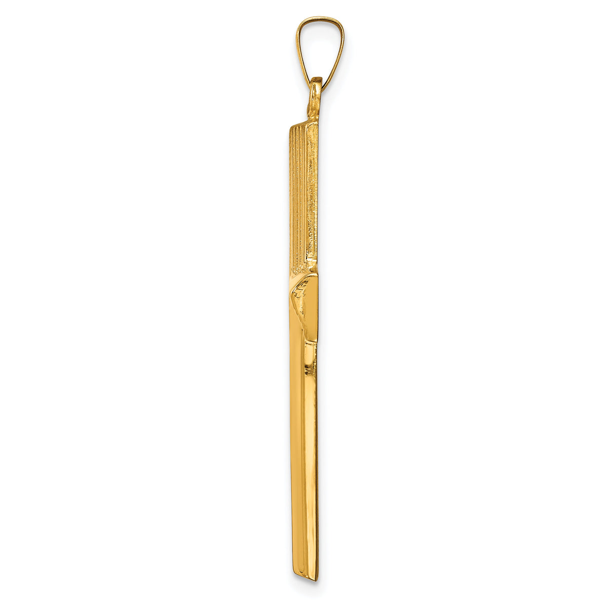 14k Hollow Polished Stripe Design Latin Cross-XR1822