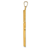 14k Hollow Polished Stripe Design Latin Cross-XR1822