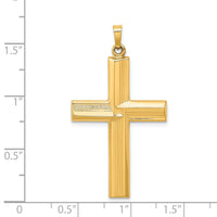 14k Hollow Polished Stripe Design Latin Cross-XR1822