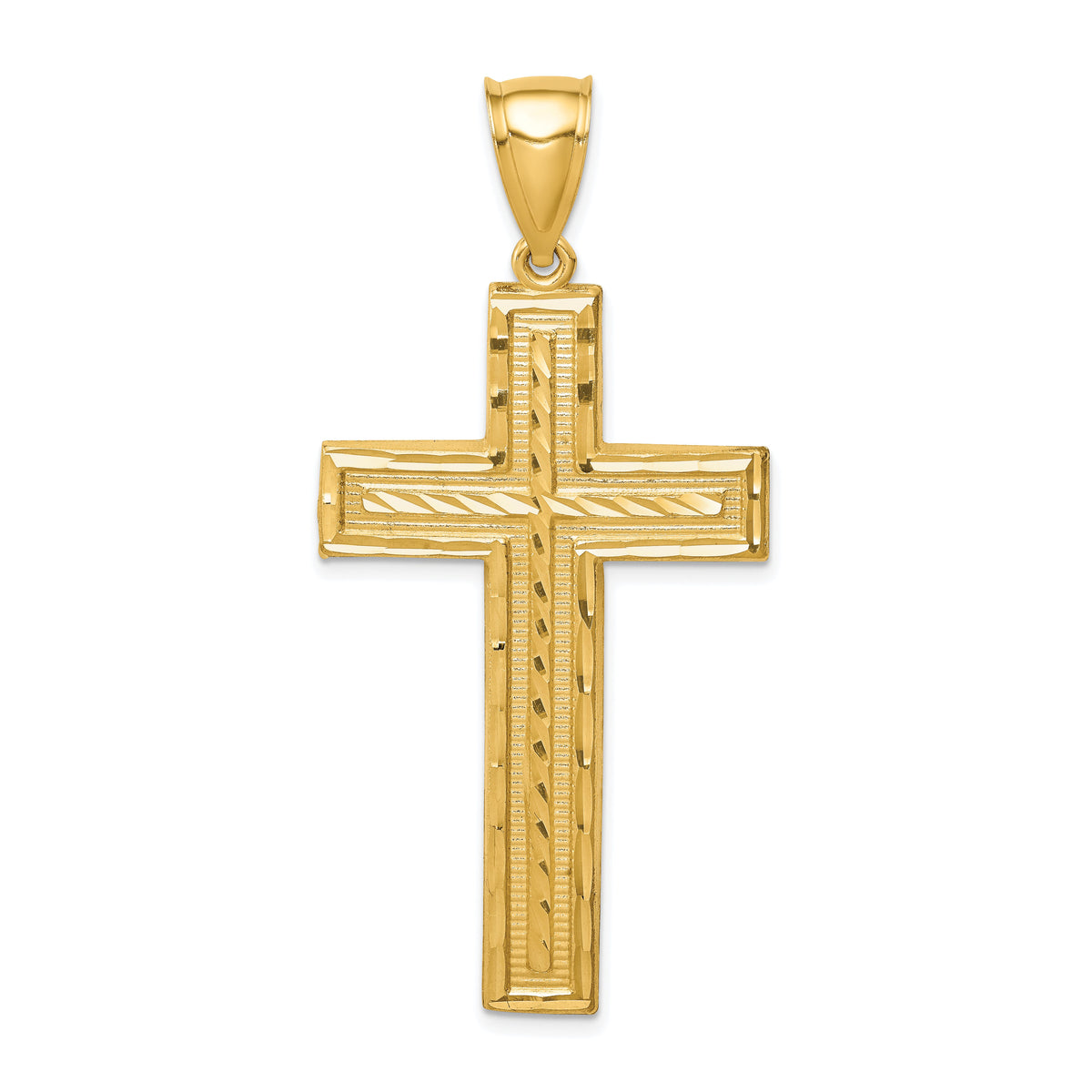 14K Diamond-cut Cross Pendant-XR1825