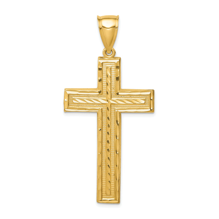 14K Diamond-cut Cross Pendant-XR1825