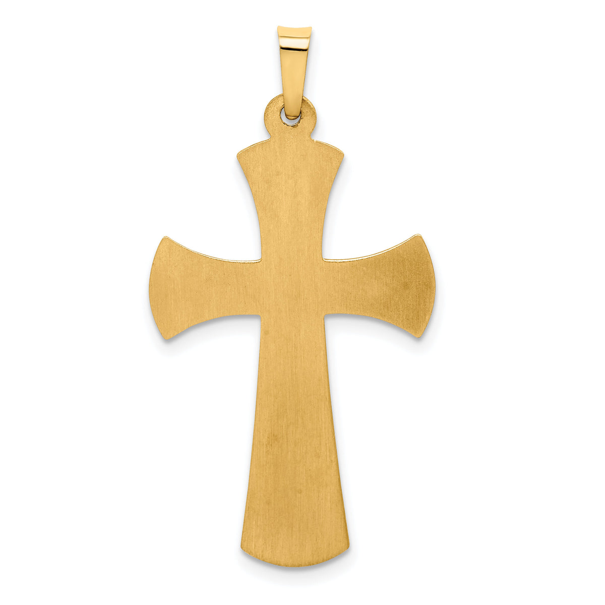 14k Hollow Polished w/Rhodium Beaded Edge Cross-XR1828