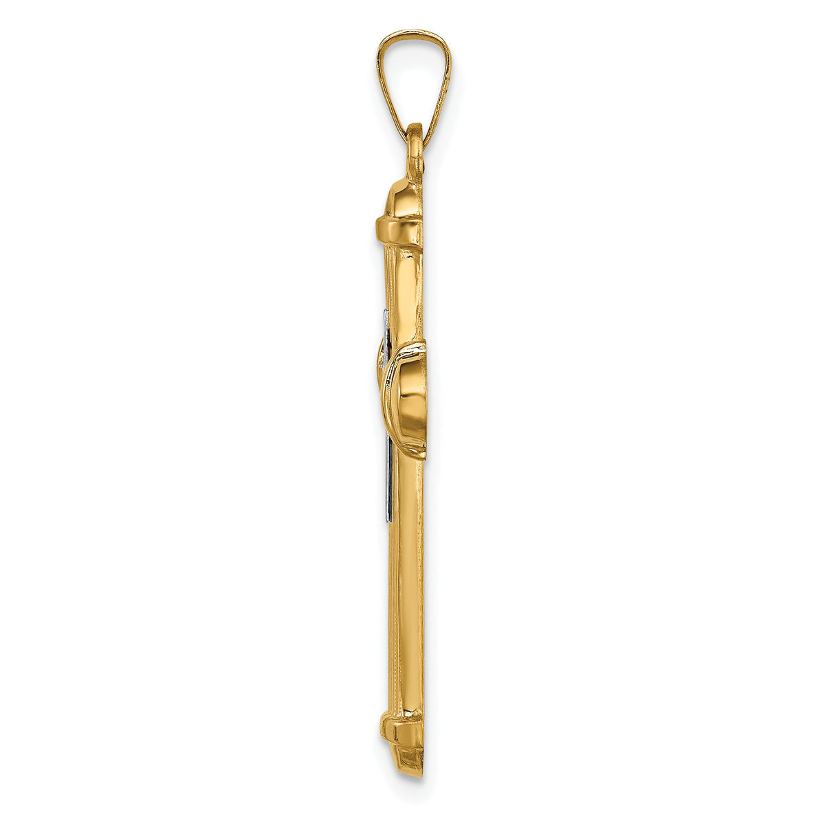 14k Two-tone Hollow Polished Cross w/Center Cross-XR1829