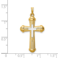 14k Two-tone Hollow Polished Cross w/Center Cross-XR1829