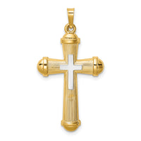 14k Two-tone Hollow Polished Cross w/Center Cross-XR1829