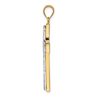 14K Two-tone Polished & Diamond-cut Cross Pendant-XR1830