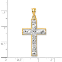 14K Two-tone Polished & Diamond-cut Cross Pendant-XR1830