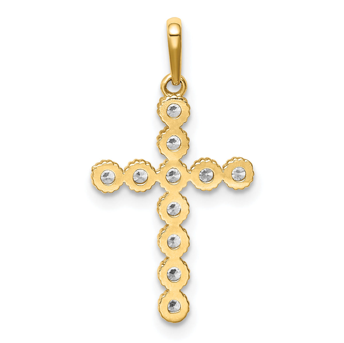 14K CZ Cross Pendant-XR1831