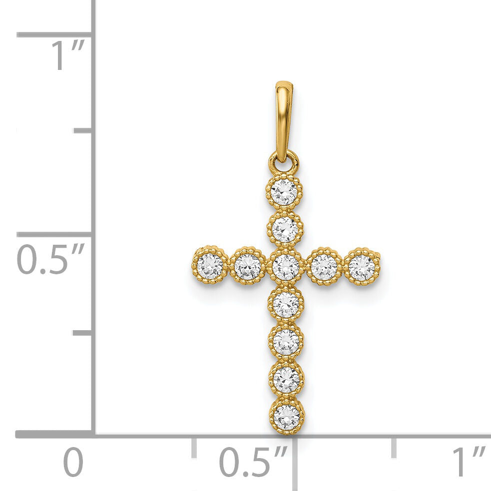 14K CZ Cross Pendant-XR1831