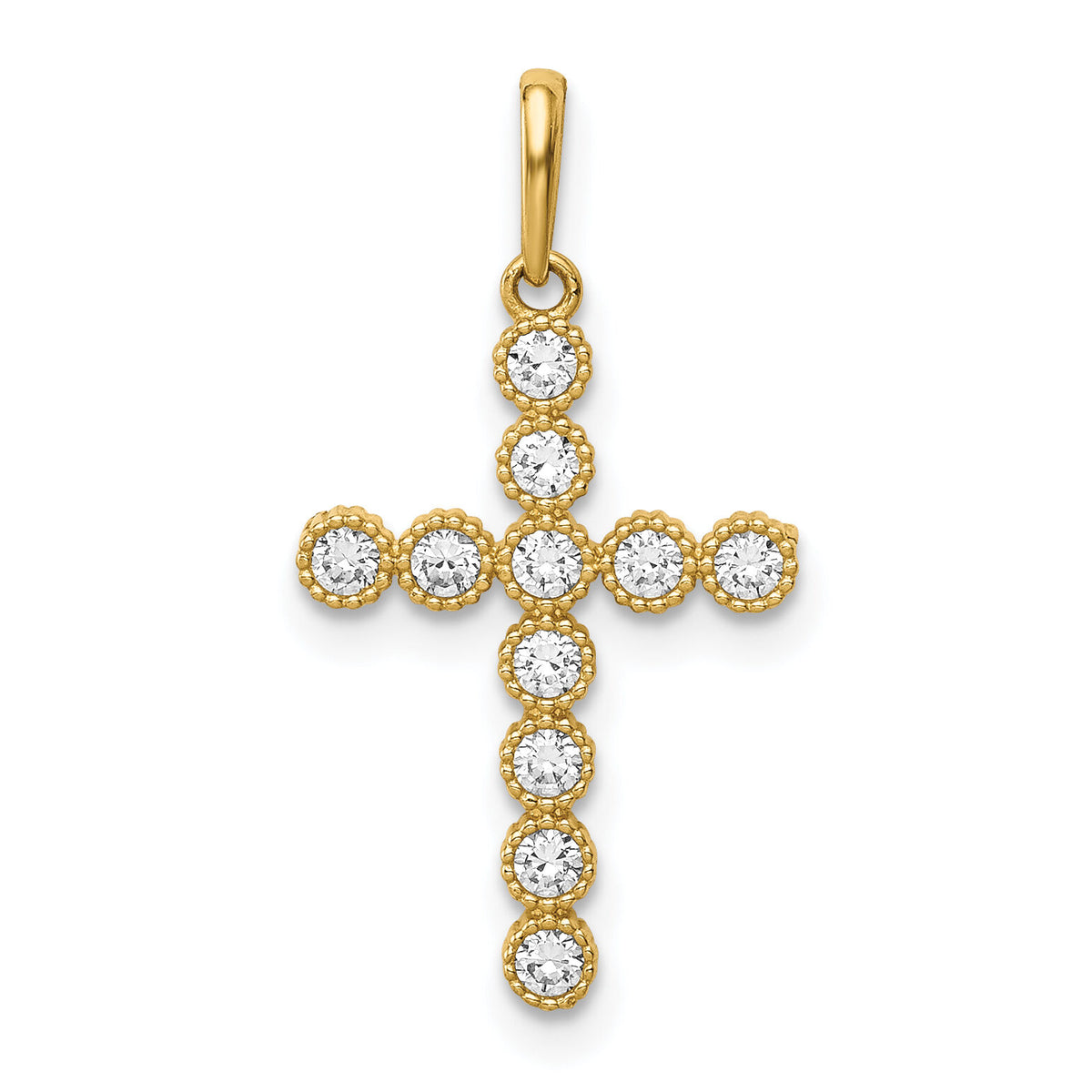 14K CZ Cross Pendant-XR1831