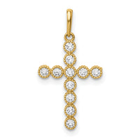 14K CZ Cross Pendant-XR1831