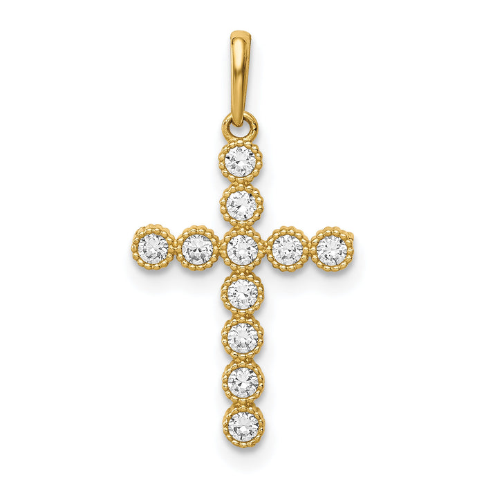 14K CZ Cross Pendant-XR1831