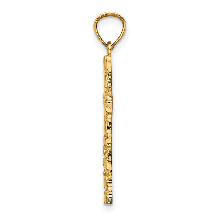 14K Nugget Cross Pendant-XR1833