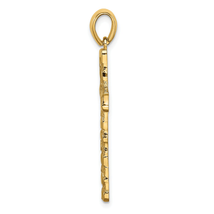14K Nugget Cross Pendant-XR1834