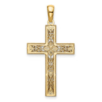 14K White Rhodium D/C Cross Pendant-XR1836