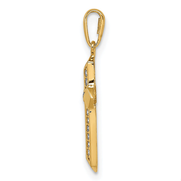 14K Cross CZ Pendant-XR1838