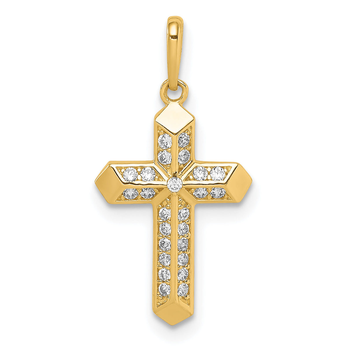14K Cross CZ Pendant-XR1838