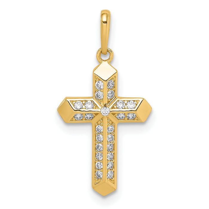 14K Cross CZ Pendant-XR1838