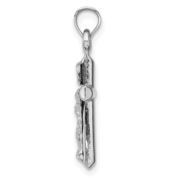 14k White Gold Hollow Crucifix Pendant-XR1840W