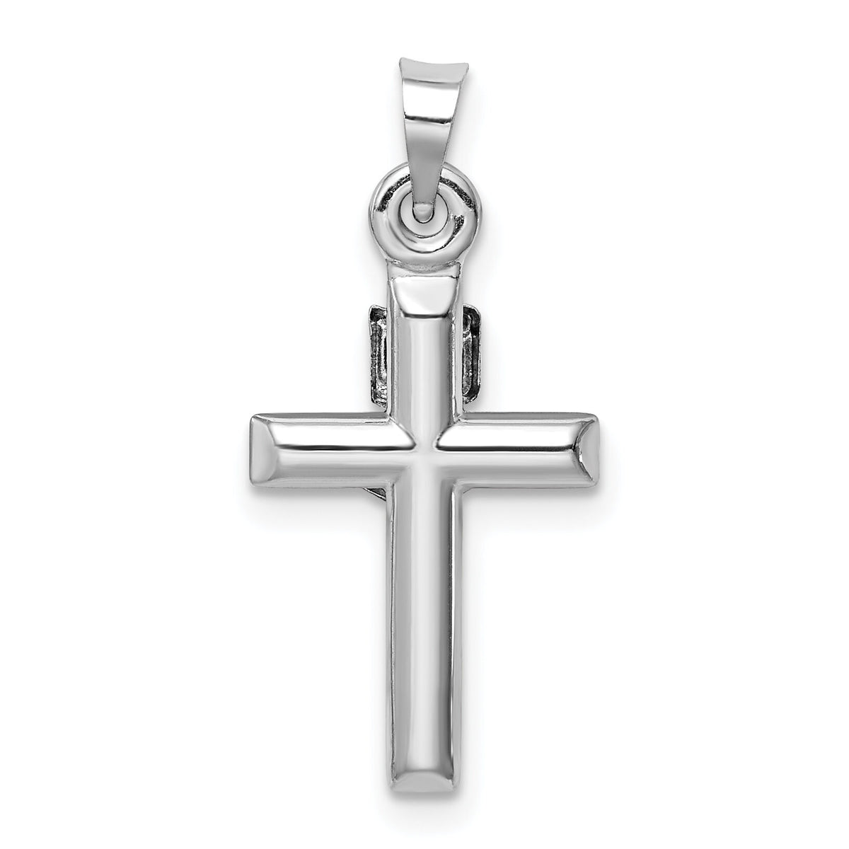 14k White Gold Hollow Crucifix Pendant-XR1840W