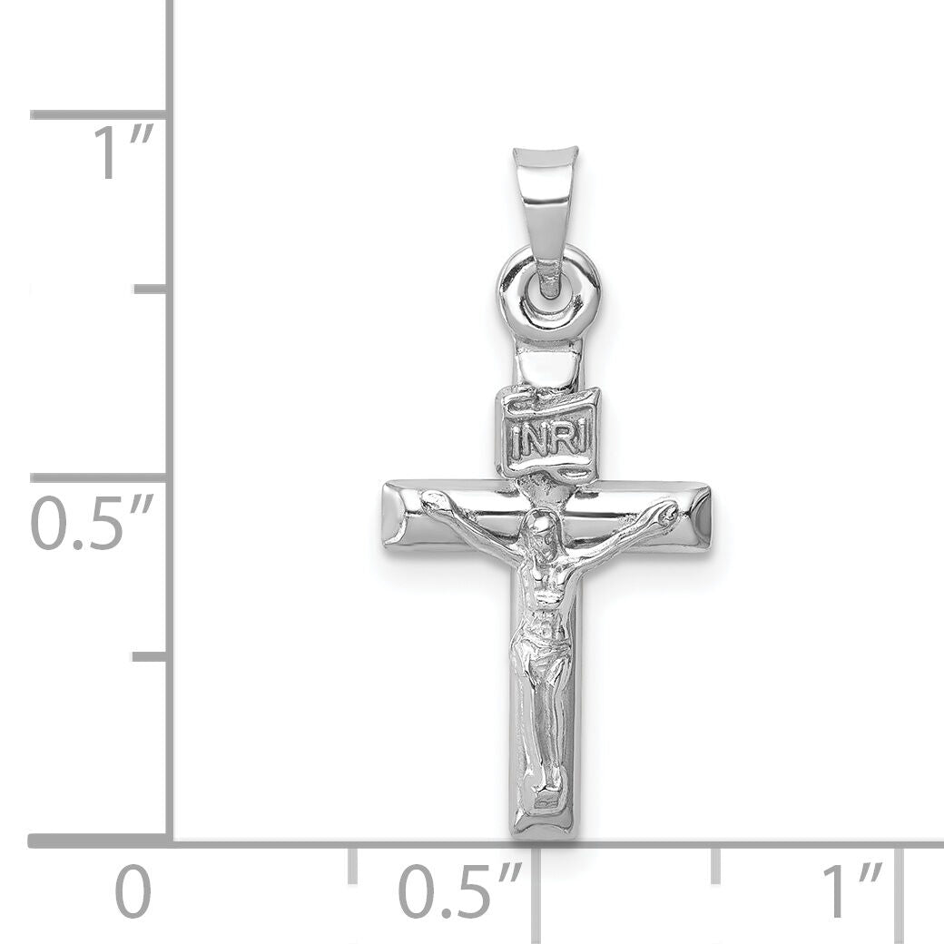 14k White Gold Hollow Crucifix Pendant-XR1840W