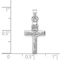 14k White Gold Hollow Crucifix Pendant-XR1840W