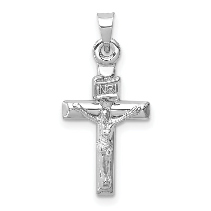 14k White Gold Hollow Crucifix Pendant-XR1840W