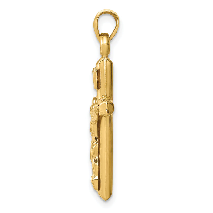 14k Hollow Crucifix Pendant-XR1841